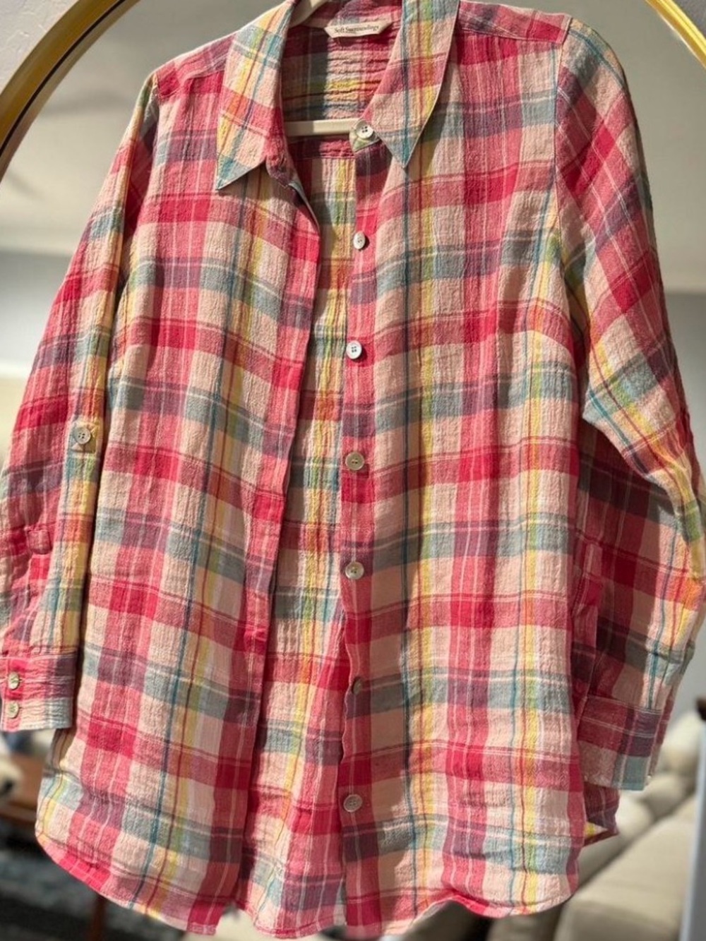 Soft Surroundings Linen Plaid Shirt